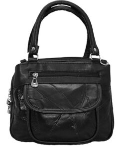Fino GW-80398 Genuine Patch Leather Multi-Compartment Mama Sling Bag - Black
