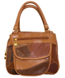 Fino GW-80398 Genuine Patch Leather Multi-Compartment Mama Sling Bag - Tan