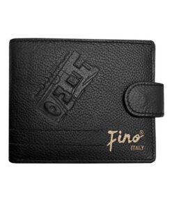 Fino HL-1333 Genuine Leather Laser Script Card Holder Wallet with SD Card Holder & Box - Black