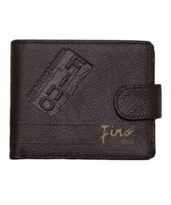 Fino HL-1333 Genuine Leather Laser Script Card Holder Wallet with SD Card Holder & Box - Brown