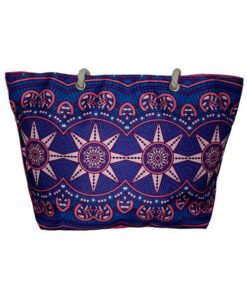 Fino JH-18051 Exotic Print Canvas Oversize Beach /Shopping/ Tote Bag - Purple & Pink