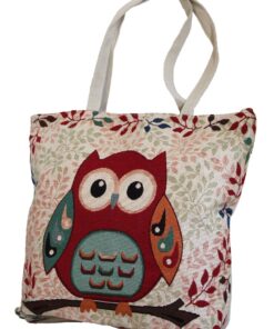 Fino JH-70213 Canvas Owl Design Oversize Beach /Shopping/ Tote Bag - Beige