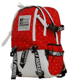 Fino K30 Wolf Horse 22L Unisex 15 Inch Laptop Backpack - Red & White