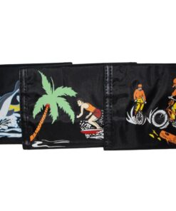 Fino LMT-3 3PC Tri-Fold Boy Card Wallet Gift Set with Surfer Design - Black