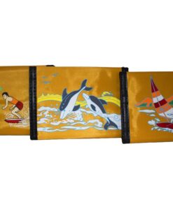 Fino LMT-3 3PC Tri-Fold Boy Card Wallet Gift Set with Surfer Design - Yellow
