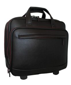 Fino LT064P Faux Leather 15" Laptop Business Briefcase with Wheels - Black