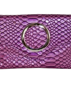 Fino RF-06 Faux Patent Crocodile Leather Crossbody Clutch Bag with Chain - Purple