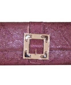 Fino RF-08 Faux Crocodile Patent Leather Buckle Crossbody Clutch Bag with Chain - Purple