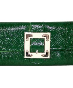 Fino RF-08 Faux Crocodile Patent Leather Buckle Crossbody Clutch Bag with Chain - Shamrock Green