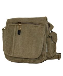 Fino SK-1031 Unisex Multi Pocket Compartment Canvas Crossbody/ Sling Bag - Khaki
