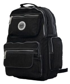 Fino SK-7716 Waterproof Ultra-Light Crinkle Nylon Multi-function School Backpack - Black