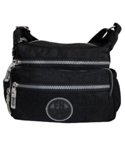 Fino SK-7735 Waterproof Ultra-Light Crinkle Nylon Crossbody Bag - Black