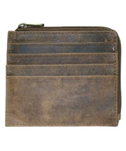 Fino SK-LV1312 Full Grain Genuine Leather Men's Slim Card Holder Wallet - Coffee