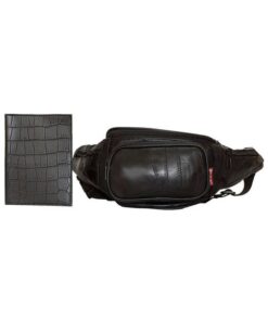 Fino SK-MB4002+A28-614 Patch Leather Moon Bag/Waist Bag/Fanny Pack & Passport Cover Set