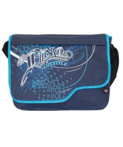 Fino SK-X2944 Unisex Polyester Graffiti Crossbody Messenger School Bag - Blue & Dark Blue