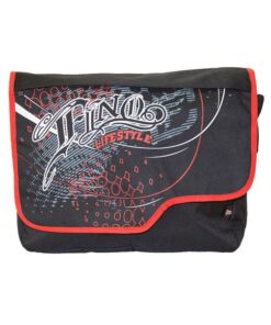 Fino SK-X2944 Unisex Polyester Graffiti Crossbody Messenger School Bag - Red & Black