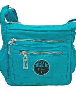 Fino SK7736 Unisex Ultra-Light Washed Nylon Shoulder Crossbody Bag - Blue