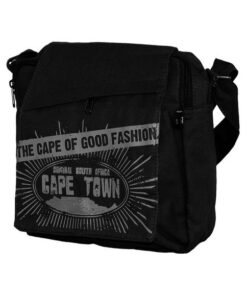 Fino SKH-169 Unisex Cape Town Souvenir Canvas Crossbody Bag - Black