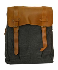 Fino SL-005 Canvas 15Inch Vintage Laptop Backpack with Genuine Leather Flap