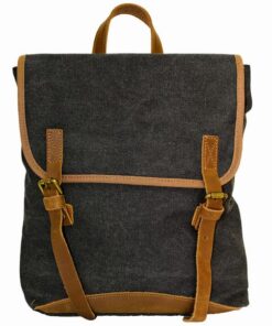 Fino SL-033 Unisex Vintage Canvas and Genuine Leather Buckle Strap Backpack