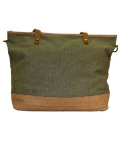 Fino SL-522 Canvas and Genuine Leather Vintage Shoulder Bag - Green