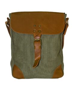 Fino SL-534 Casual Canvas Vintage Sling Bag with Genuine Leather Detail - Green