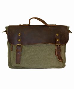 Fino SL-8084 Unisex Genuine Leather and Canvas Vintage Messenger Bag