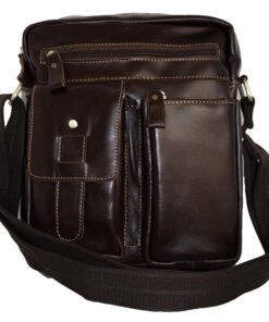 Fino Unisex Genuine Leather Cross Body Sling Bag - Coffee