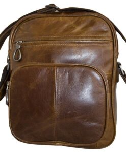Fino Unisex Genuine Leather Messenger Crossbody Shoulder Travel Bag Brown