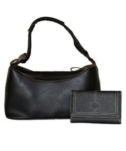 Fino Y9605+916-093 Vintage Distressed Faux Leather Bag with Purse â Black