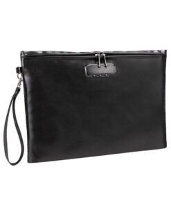 Fireproof Zipper Document Bag with Lock - Black