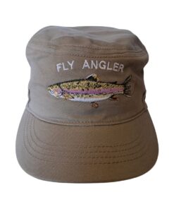 Fishing Caps - Khaki - Embroidered - 100% Cotton - Rainbow Trout