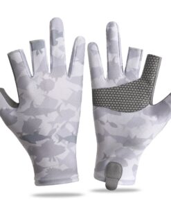 Fishing Gloves Boating Cycling Outdoor Gloves Fingerless Non-Slip Gloves - Grey