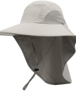 Fishing Hat Breathable Sun Protection Outdoor Hat with Neck Flap - Grey