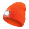 Fishing & Hunting Beanie Hat & Built-In Rechargeable LED Head Lights - Orange