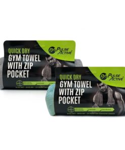 Fitness Gym Towel with Pocket - Grey & Teal Set of Two