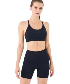Fitness Sports Bra - Halter Neck - Open Back - Black - XL