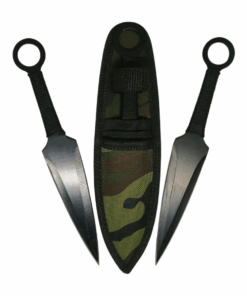 Fixed Blade Throwing Knife Set with Camo Sheath