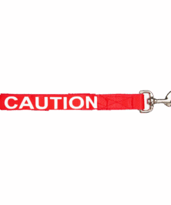 Flat Dog Leash 1.25 x 120cm - "Caution" Red