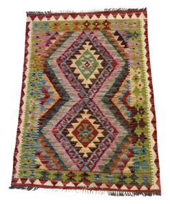 Flat Weave Vibrant Kilim Chobi Rug - 124 x 88 cm