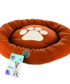 Fleece Round Pet Bed 59cm Diameter - Brown, White