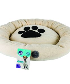 Fleece Round Pet Bed 59cm Diameter - White, Black