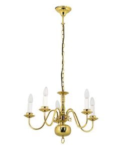 Flemmish 5LT Chandelier Polished Brass
