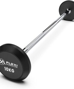 Flexi Muscles â Fixed Rubber Weights with Straight Steel Bar - 15 kg