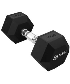 Flexi Muscles - Hexagon Shaped Rubber Encased Dumbbell for Weight Lifting. - 5 kg