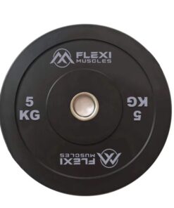 Flexi Muscles - Olympic Bumper Barbell Plate for Strength Training (Single) - 5 kg