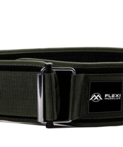 Flexi Muscles - Self-Locking Gym Belt for Power Lifting - Dark Green. - S