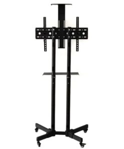 Floor Standing Mobile TV Lockable Four Wheels Trolley TV Cart with Shelf