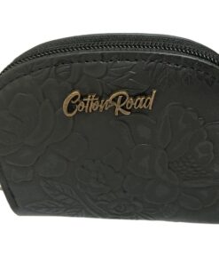 Floral Embossed Zipped Card Wallet - Black