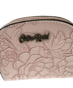 Floral Embossed Zipped Card Wallet - Pink